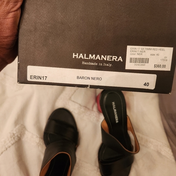 New in Box Halmanera Leather Heeled Slides - Picture 3 of 5